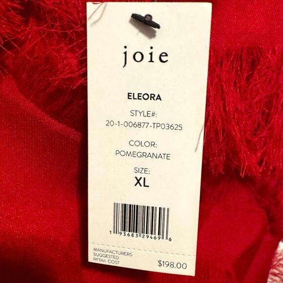 Joie Eleora Women's Red Fringed Cutout V-Neck Sleeveless Blouse Tops Size XL NWT - Picture 4 of 9